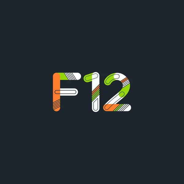 F12 letra y número icono del logotipo — Vector de stock