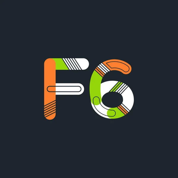 F6 letra y número icono del logotipo — Vector de stock