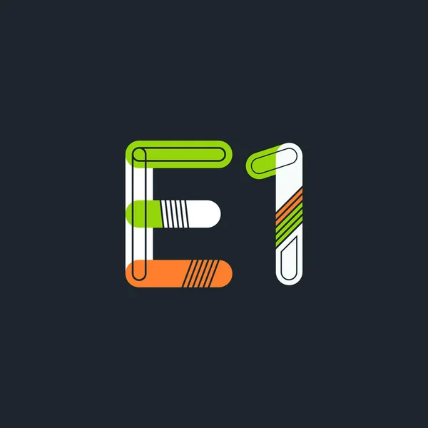 E1 brev och antal logo ikon — Stock vektor