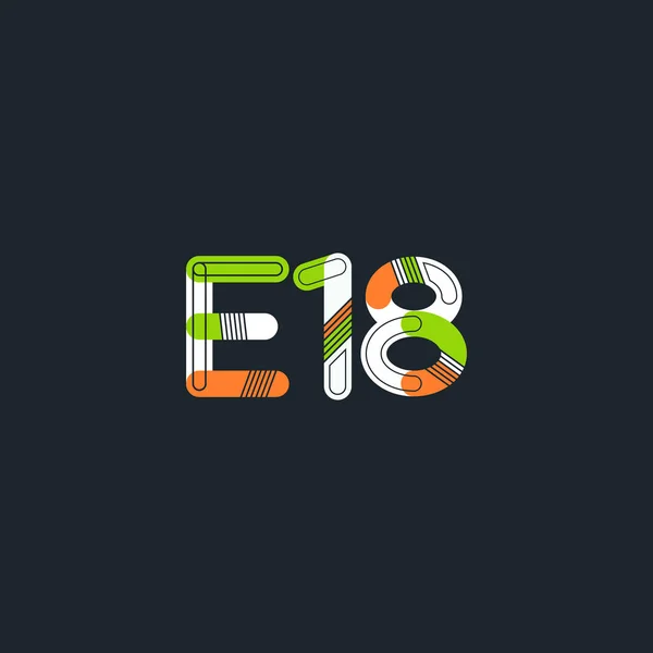 E18 ícone de logotipo de letra e número — Vetor de Stock