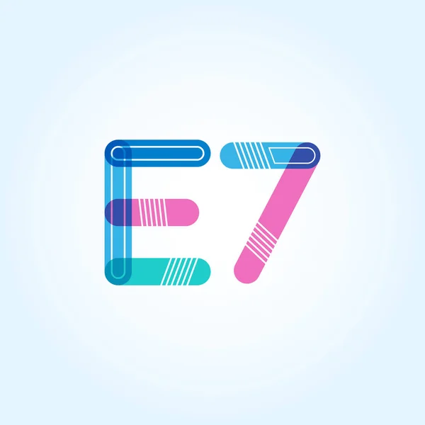 E7 brev och antal logo ikon — Stock vektor