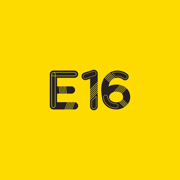 E16 문자와 숫자 로고 아이콘 — 스톡 벡터