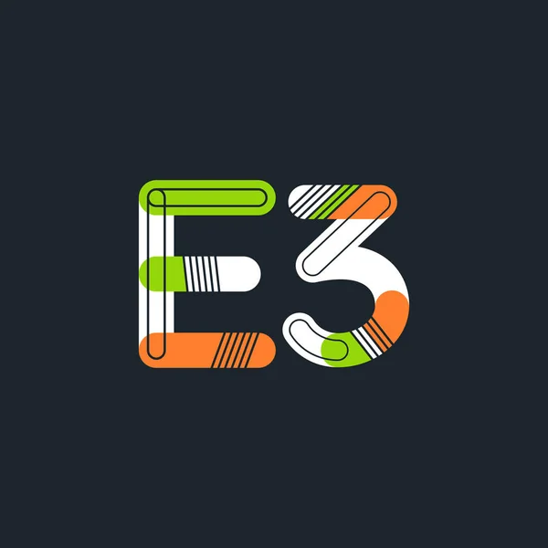 E3 lettera e numero logo icona — Vettoriale Stock