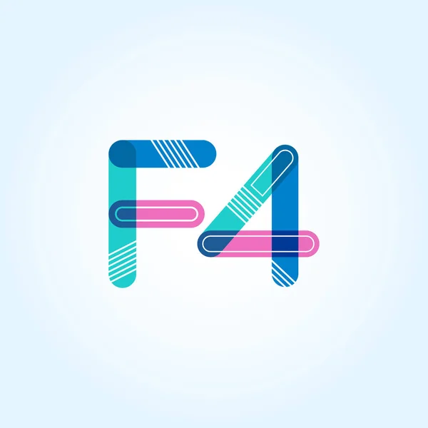 F4 letra y número icono del logotipo — Vector de stock