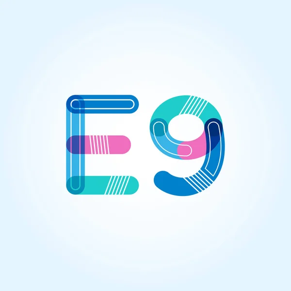 Ikon huruf dan nomor logo E9 - Stok Vektor