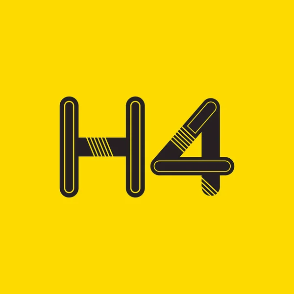 H4 문자와 숫자 로고 아이콘 — 스톡 벡터