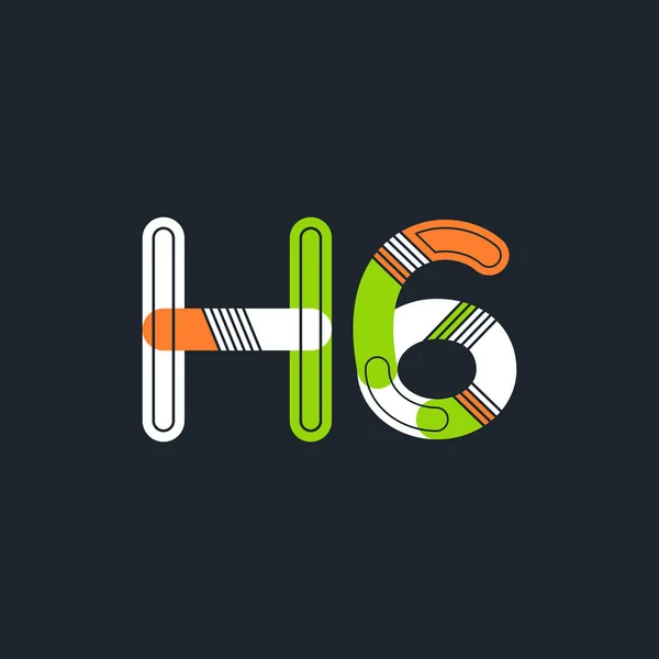 H6 γράμμα και αριθμός εικονίδιο με το λογότυπο — Διανυσματικό Αρχείο