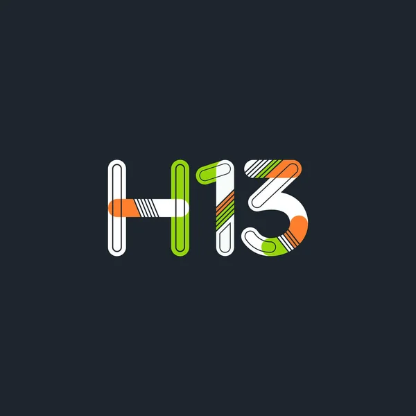 H13 letra y número icono del logotipo — Vector de stock