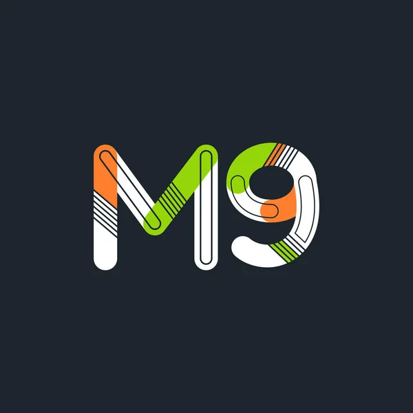 Lettre et chiffre logo M9 — Image vectorielle