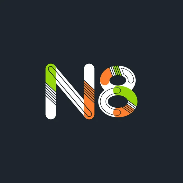 Písmeno a číslice N8 logo — Stockový vektor