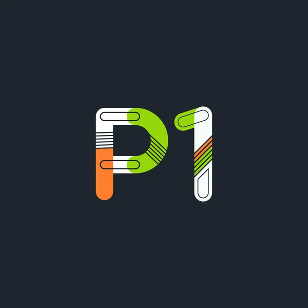 Písmeno a číslice P1 logo — Stockový vektor