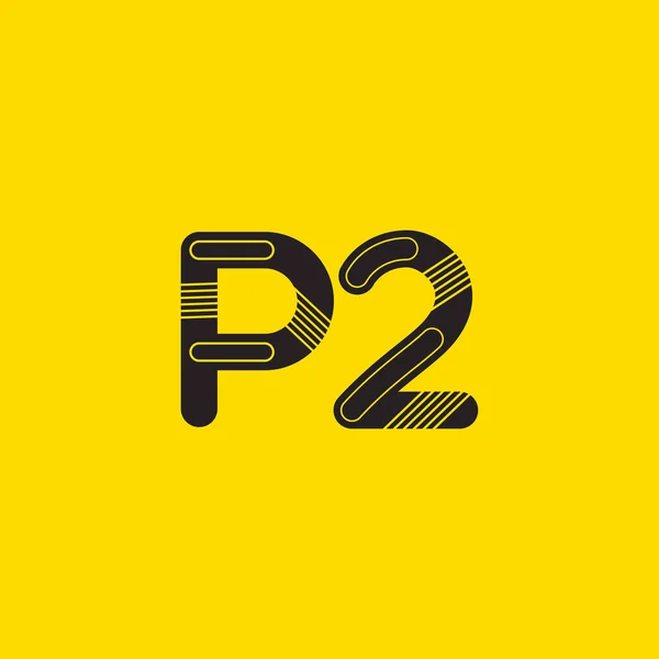 Buchstabe und Ziffer p2 Logo — Stockvektor