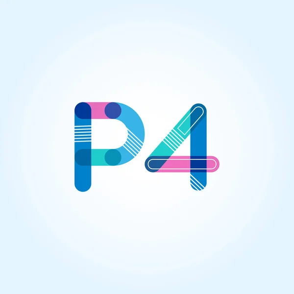 Letter and digit P4 logo — Stock Vector