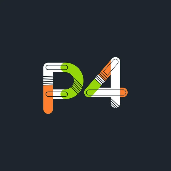 Lettre et chiffre logo P4 — Image vectorielle