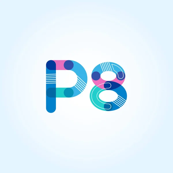Letter and digit P8 logo — Stock Vector