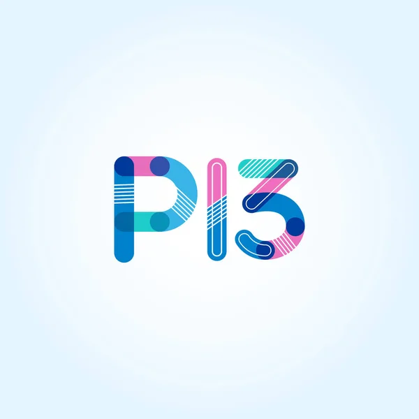 Letra y dígito logo P13 — Vector de stock