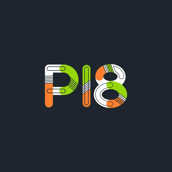 Letra y dígito logo P18 — Vector de stock