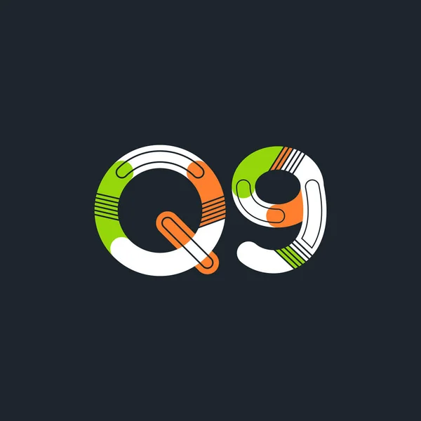 Betű és számjegy Q9 logó — Stock Vector