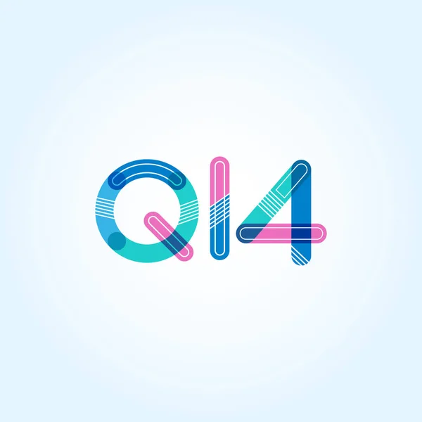 Letter and digit Q14 logo — Stock Vector