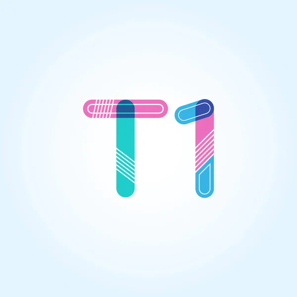 Logo huruf dan digit T1 - Stok Vektor