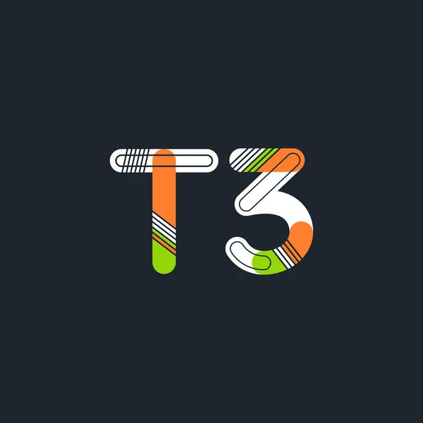 Lettre et chiffre logo T3 — Image vectorielle