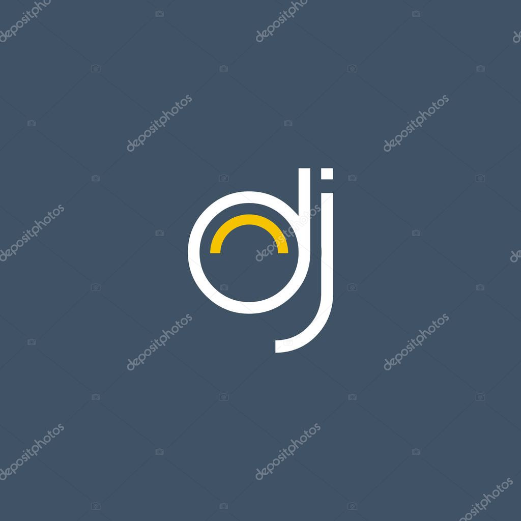 Round letters DJ company logo, with business card template vector illustration, corporate identity
