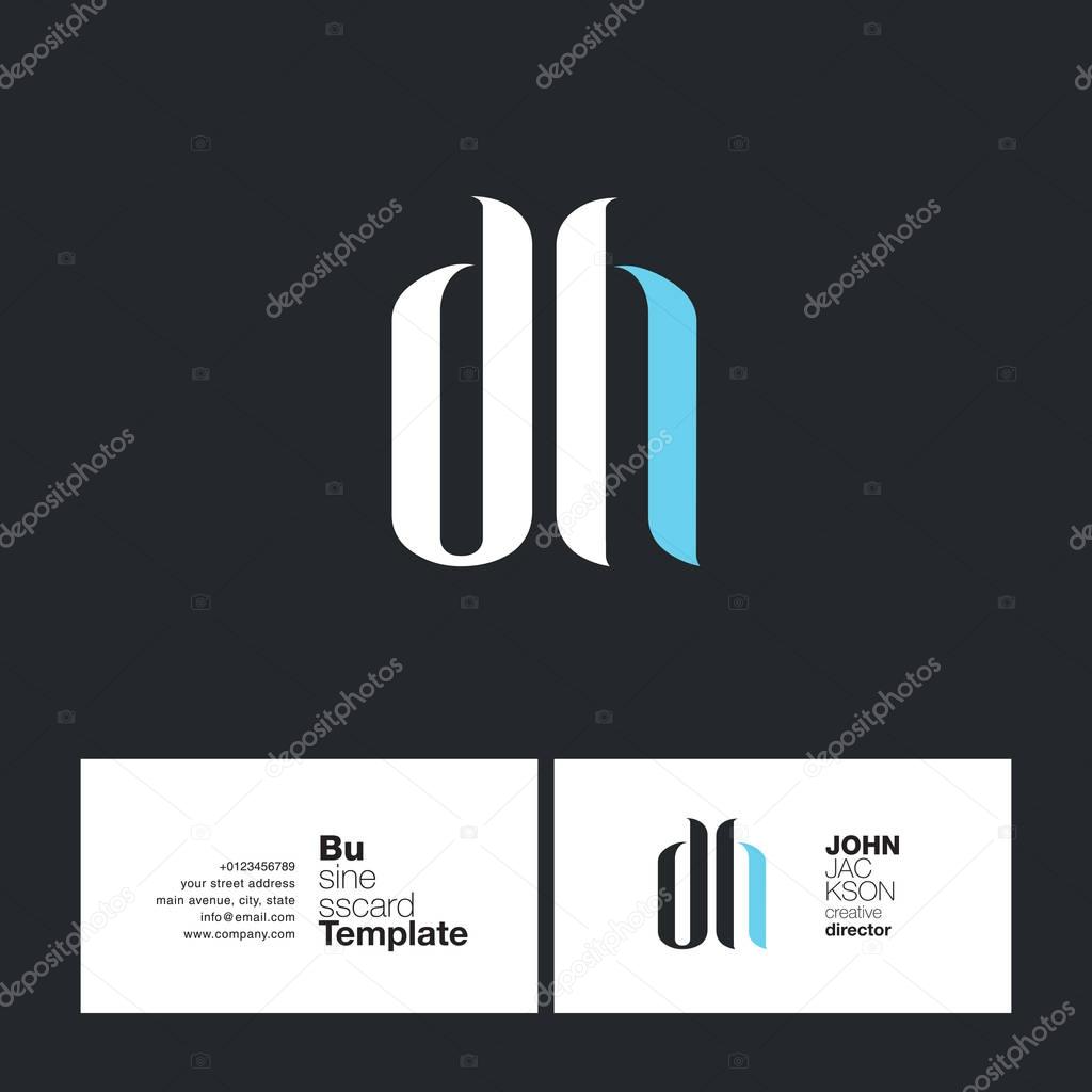 DH Joint Letters Logo with Business Card Template Vector