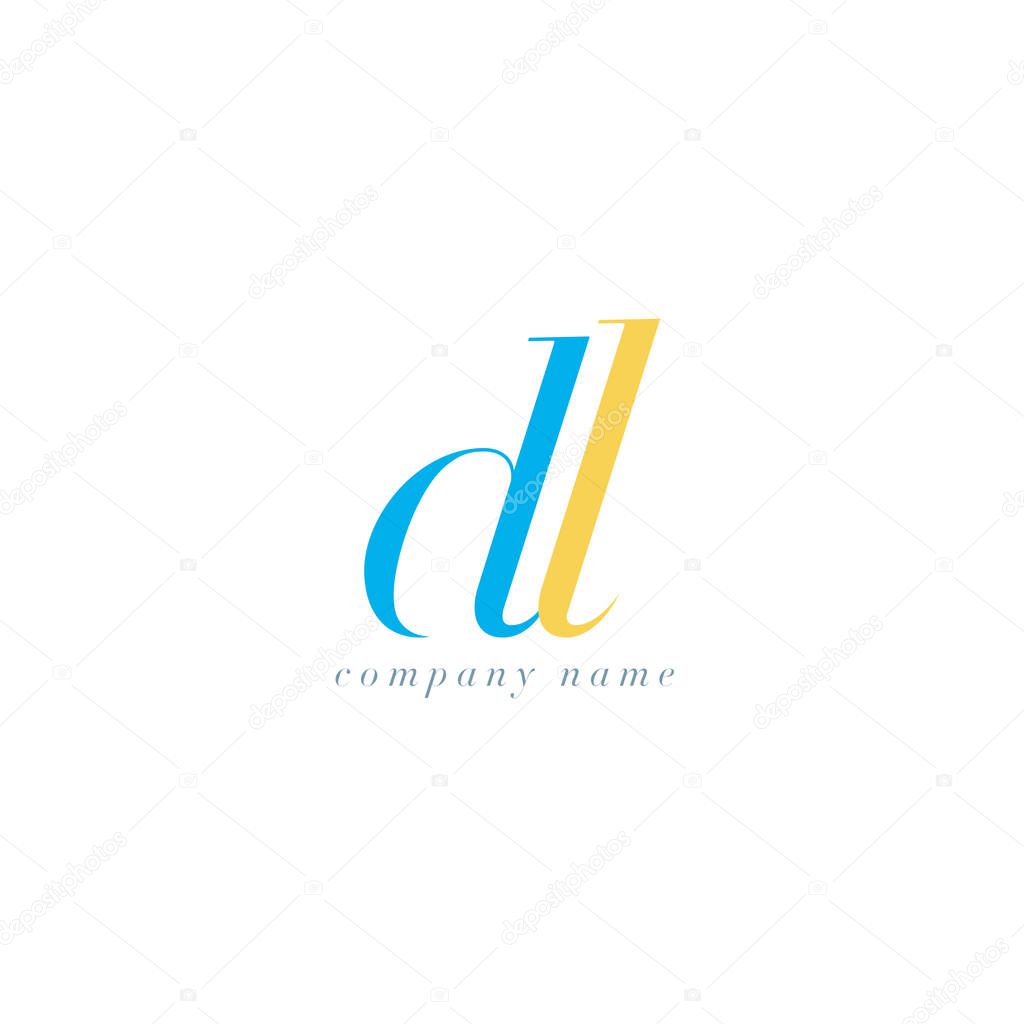 DL Italics Joint Letters Logo,Business Card Template, Vector