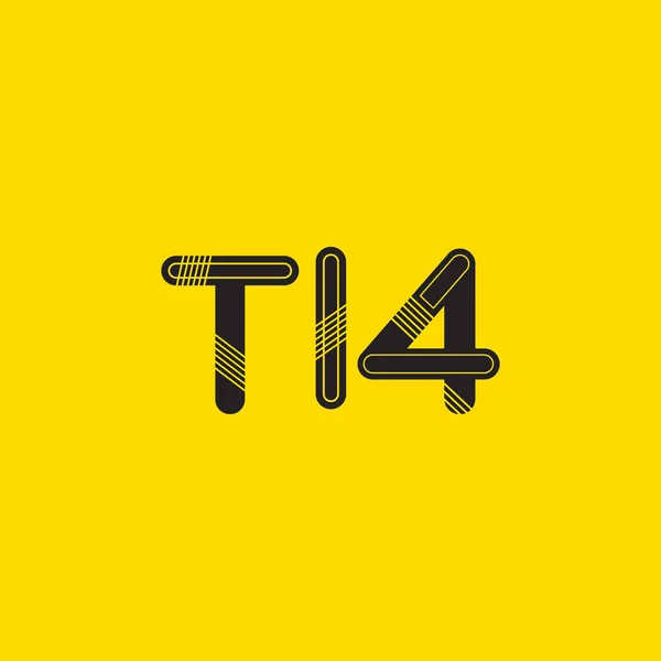 Γράμμα και αριθμός T14 λογότυπο — Διανυσματικό Αρχείο