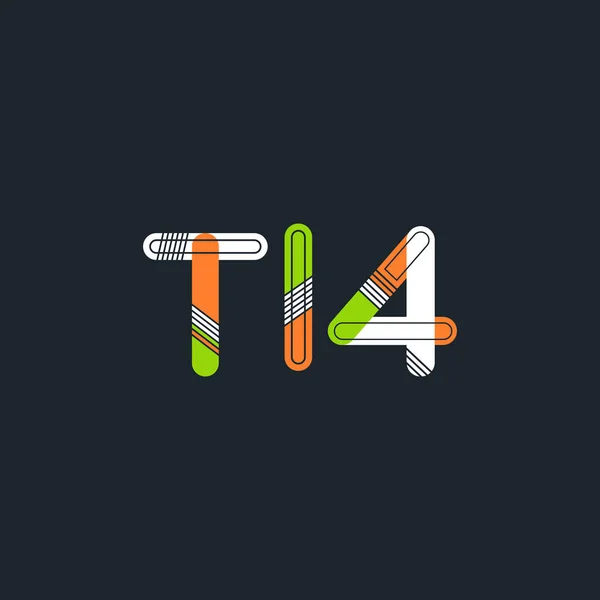 Lettre et chiffre logo T14 — Image vectorielle