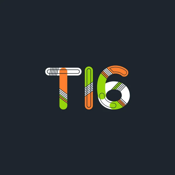 Letra y dígito logo T16 — Vector de stock