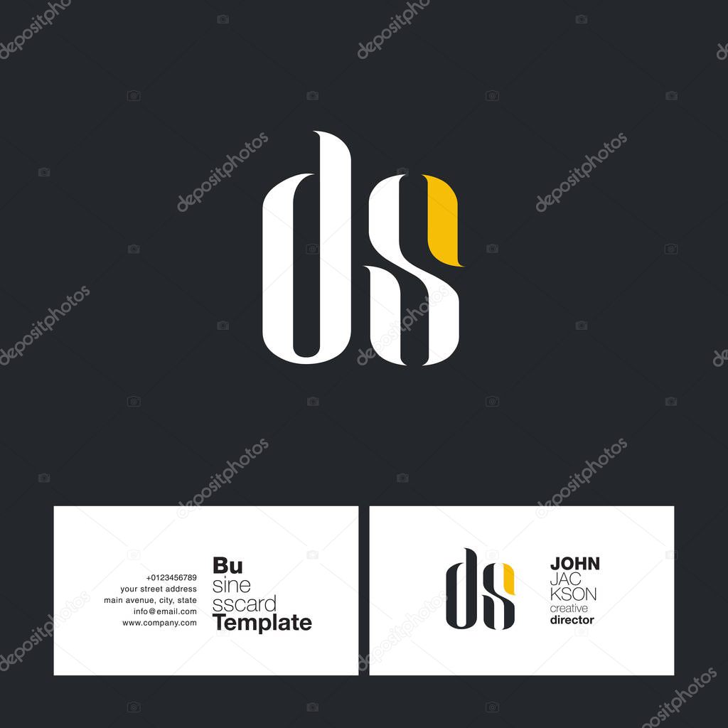 DS Joint Letters Logo with Business Card Template Vector