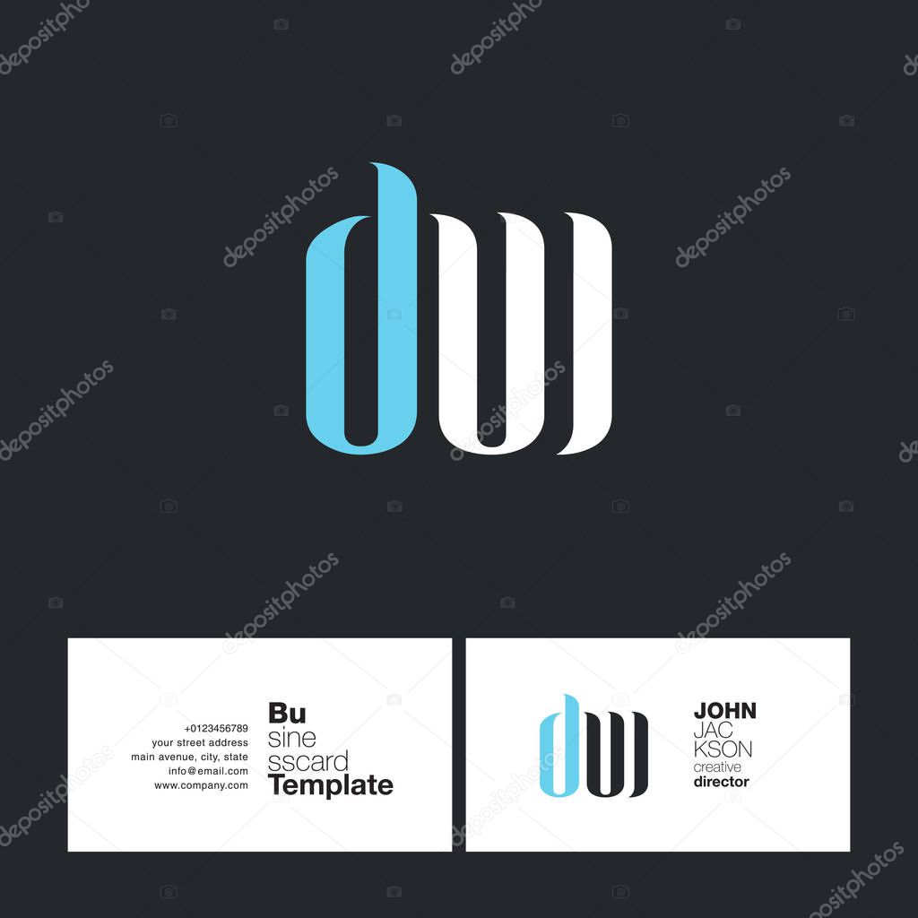 DW Joint Letters Logo with Business Card Template Vector