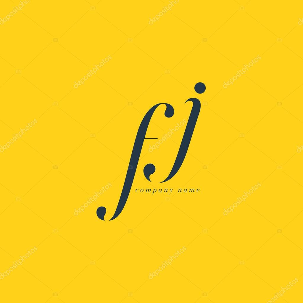 FJ Italics Joint Letters Logo,Business Card Template, Vector