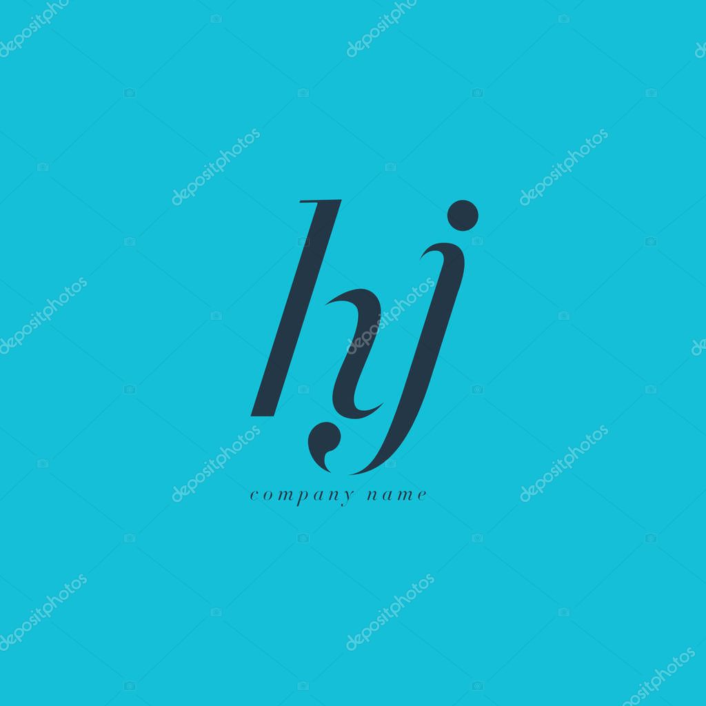 HJ Italics Joint Letters Logo,Business Card Template, Vector