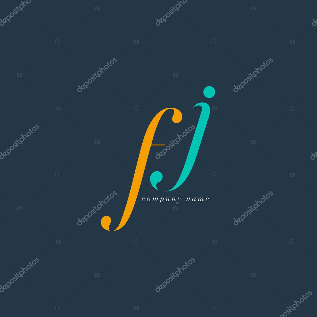 FJ Italics Joint Letters Logo,Business Card Template, Vector