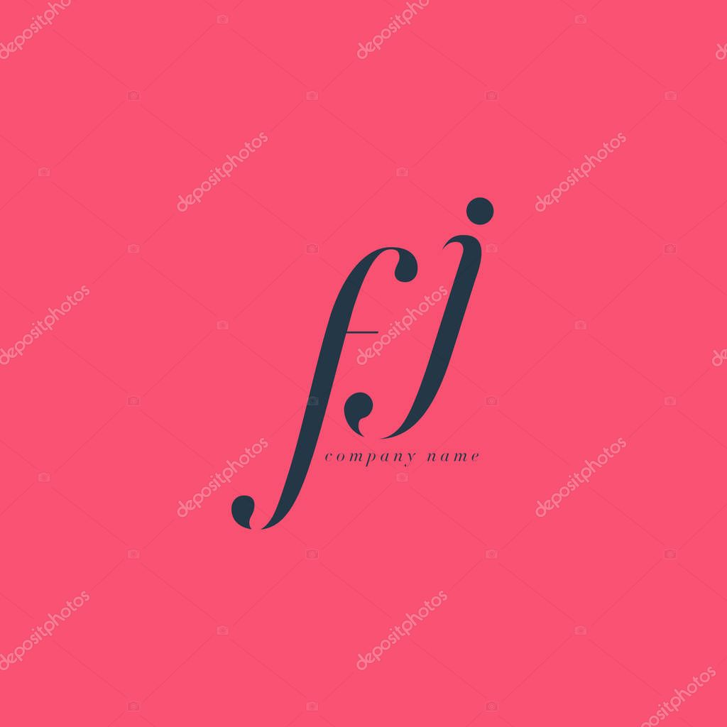 FJ Italics Joint Letters Logo,Business Card Template, Vector