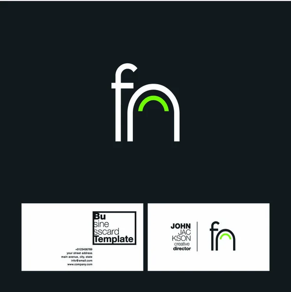 FN Cartas Logo Tarjeta de visita — Vector de stock