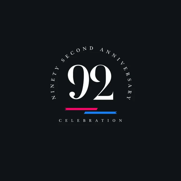 Numer logo 92 rocznica — Wektor stockowy