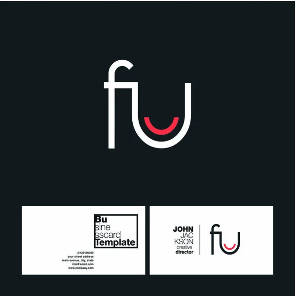 Fu Buchstaben Logo Visitenkarte — Stockvektor