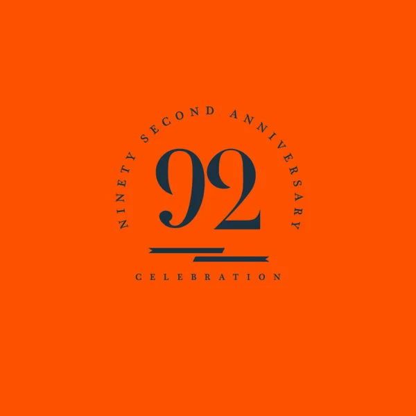 Verjaardag embleem 92 nummer — Stockvector