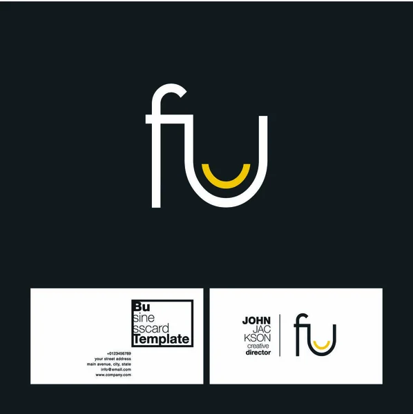 FU Letters Logo Business Card — Stock Vector