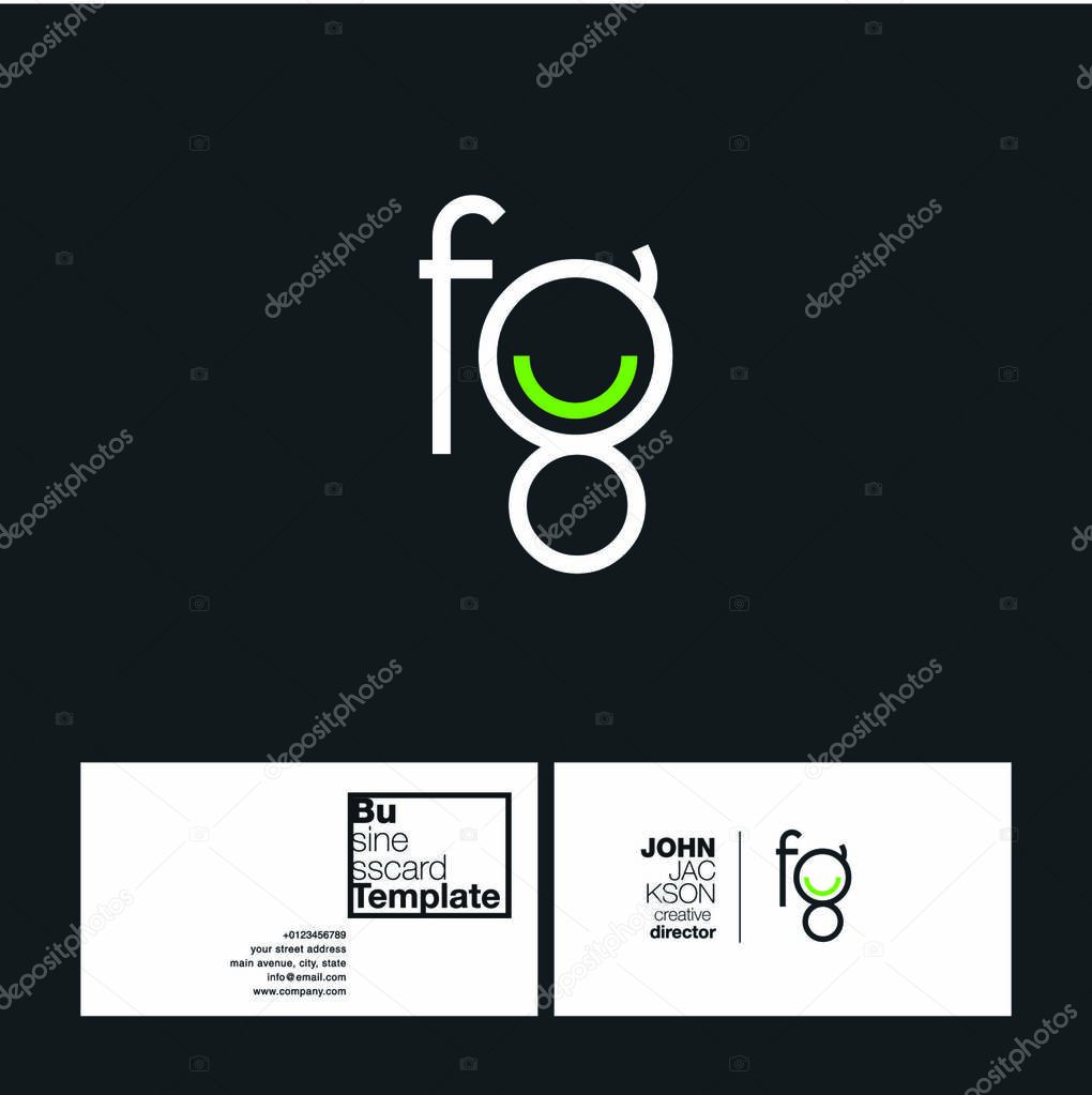 FG Joint Letters Logo with Business Card Template Vector