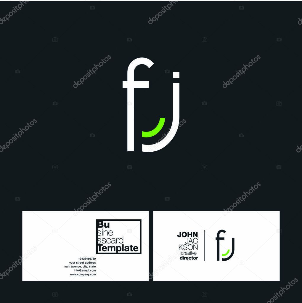 FJ Joint Letters Logo with Business Card Template Vector
