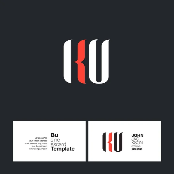 Tarjeta de visita del logotipo de KU Letters — Vector de stock