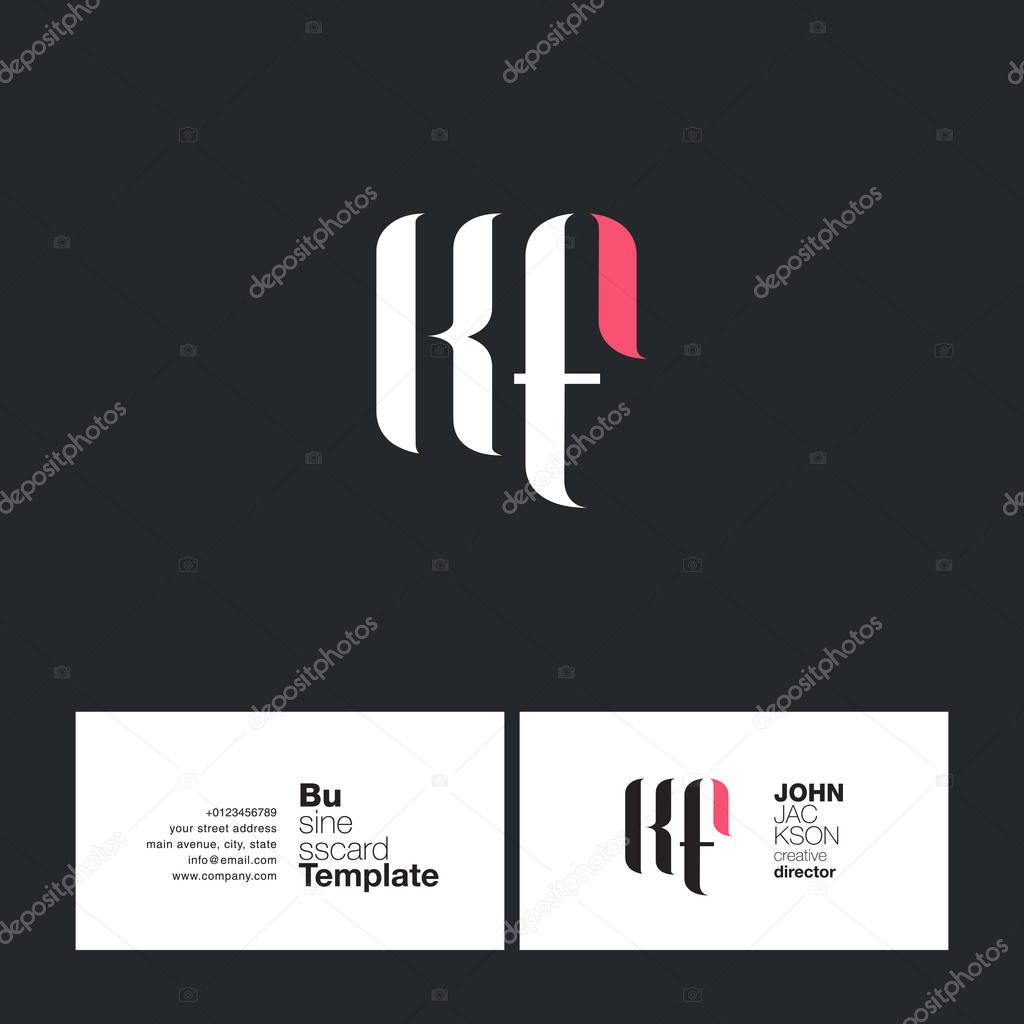 KF Joint Letters Logo with Business Card Template Vector