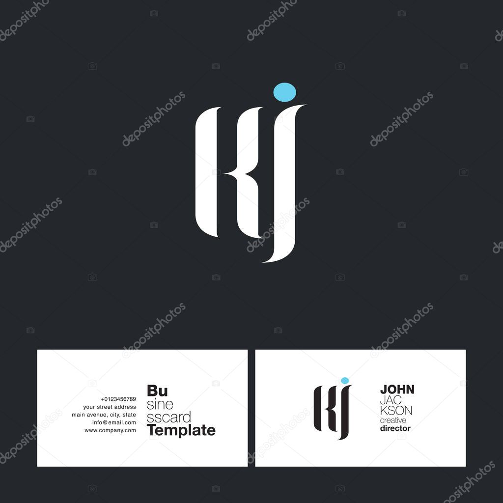 KJ Joint Letters Logo with Business Card Template Vector