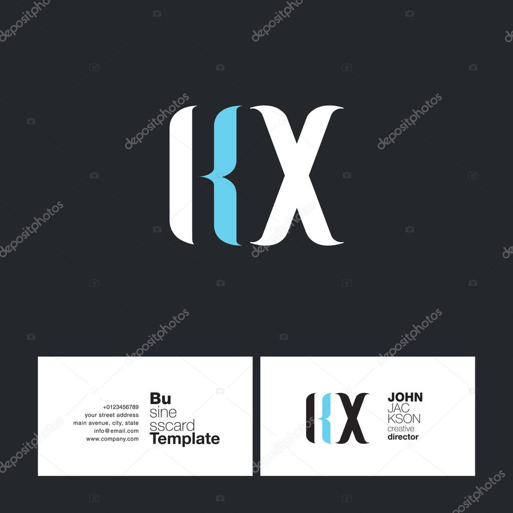 KX Joint Letters Logo with Business Card Template Vector