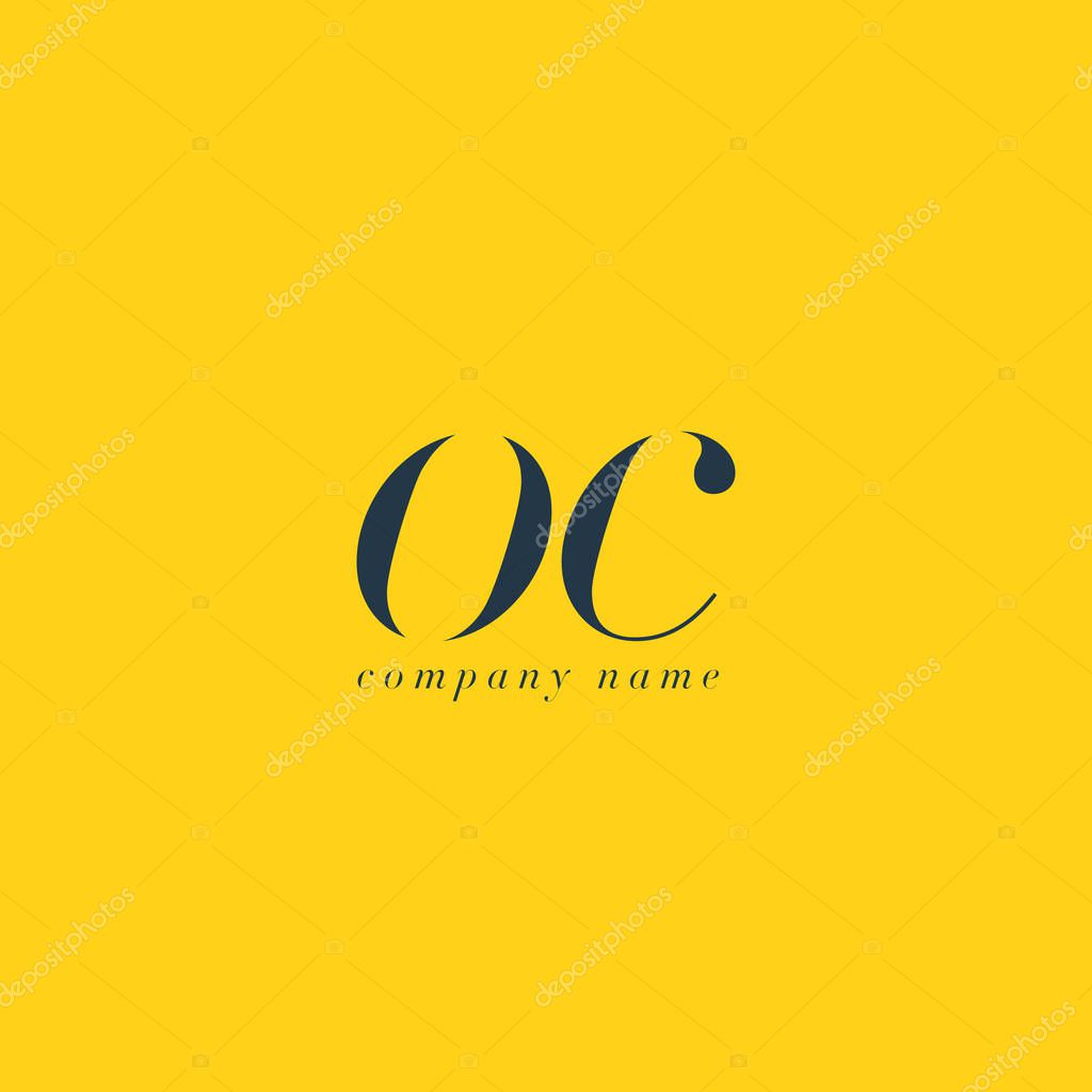 OC Italics Joint Letters Logo,Business Card Template, Vector