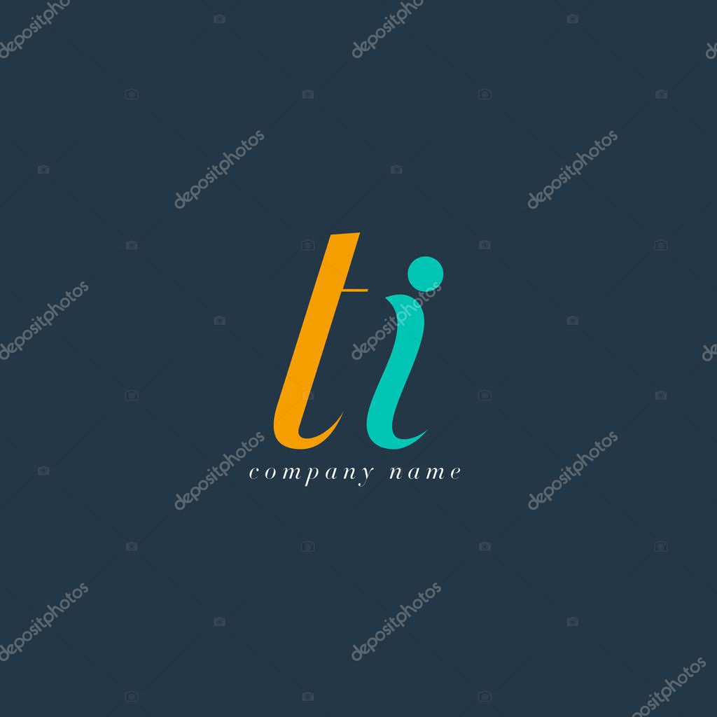 TI Italics Joint Letters Logo,Business Card Template, Vector